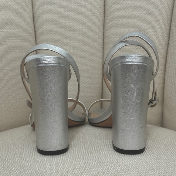 Schutz block heel sandals in metallic silver - Picture 3 of 7